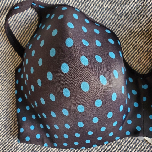 42G - Addition-Elle - Black + Blue Polkadot Underwire Tshirt Bra - EUC - Picture 2 of 8